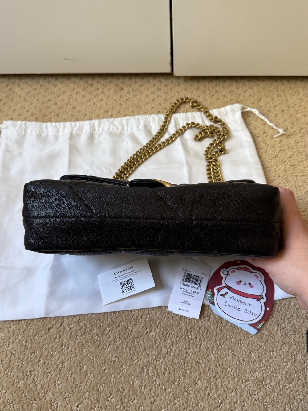 Coach Black Quilted Soft Tabby 26 in Black - Picture 6 of 12